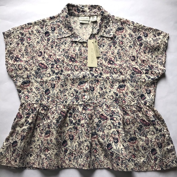 Rachel Zoe Floral Linen Peplum Blouse - Picture 5 of 8